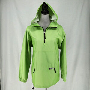 Actra Jacket Womens Medium Green Pullover Anorak Nylon Hoodie Pocket Quarter Zip